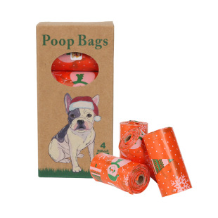 Amazon Christmas Pet Garbage Bag Supermarket Hot Selling Orange Red Dog and Cat Poop Bag Poop Bag