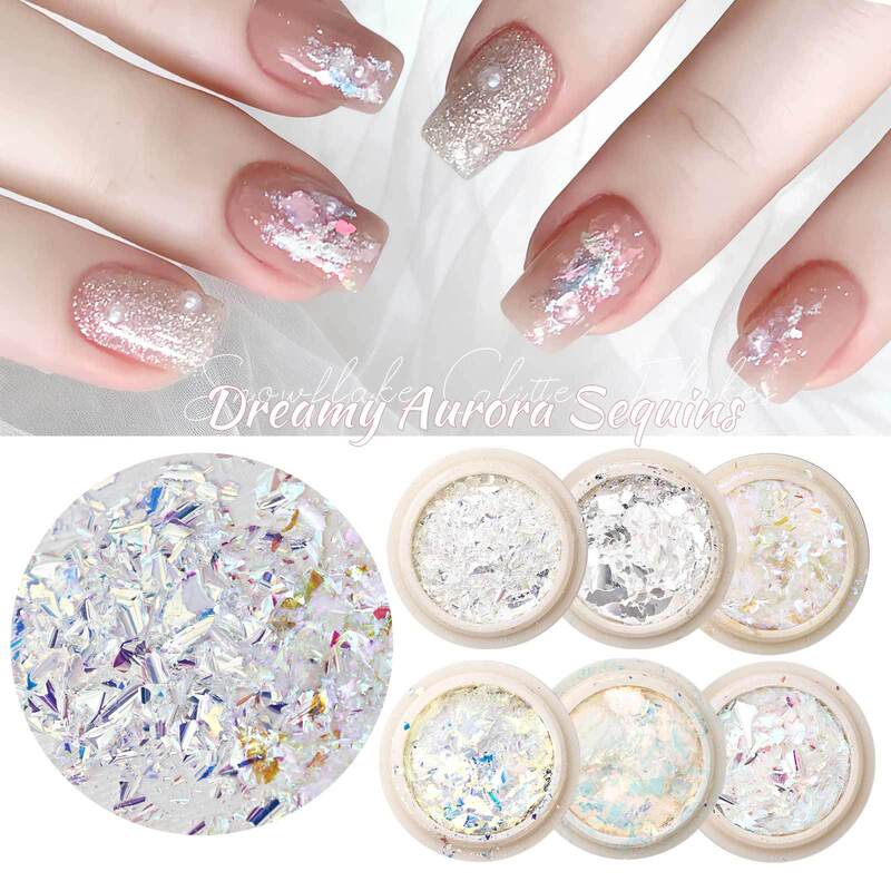 Xiaohongshu's Popular Nail Art High-Gloss Cloud Brocade Powder, Sparkling Ice Crystal Velvet Powder, Aurora Foil Flakes, Foil Powder Nail Decoration