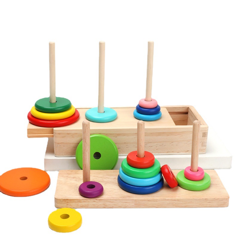 Puzzles infantiles en caja arco iris plegable arrujo de música emparejamiento de bloques de construcción de color cognitivo juguetes de madera