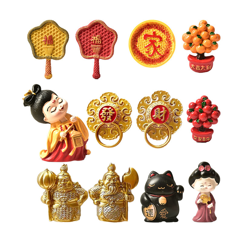 創意的な中国風冷蔵庫は磁気を貼って新年を祝います。|undefined