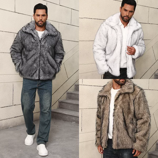 Men's Three-Color Imitation Fur Short Jacket Autumn and Winter New Lapel Fashion Casual Men's High-End Fashionable Jacket