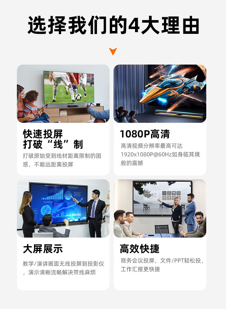 外贸跨境HDMI无线高清点对点投屏器支持50米超长距离一对延长器