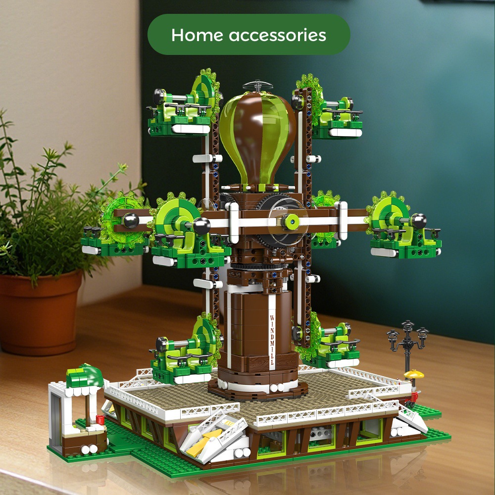 11026 árbol natural molino de viento eléctrico de control remoto juguetes de bloques de construcción para niños y niñas puzzle