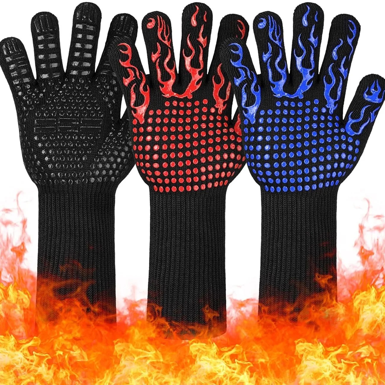 Guantes Aislantes en Existencia, Resistentes a Altas Temperaturas de hasta 500 Grados, Engrosados, Ignífugos, Guantes de Aramida Resistentes al Calor y Antiescaldaduras para Barbacoa EN407