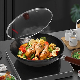 Konka Wok with Lid 32cm Kcg-3288 Kitchen Multi-Purpose Iron Wok Wok Delivery Collection