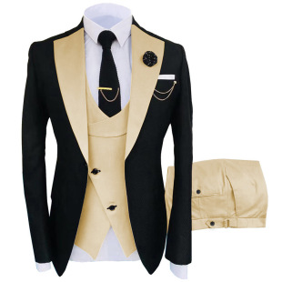European and American Export Men's Suit Business Style New Three-Piece Suit Groom Groomsmen Wedding Banquet Large Size Suit