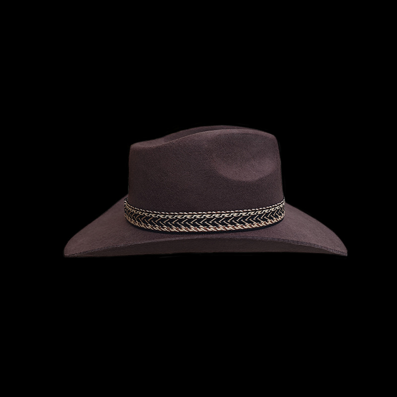 Cappello a cilindro decorativo a coste, cappello in feltro di lana tinta unita_voghion.com