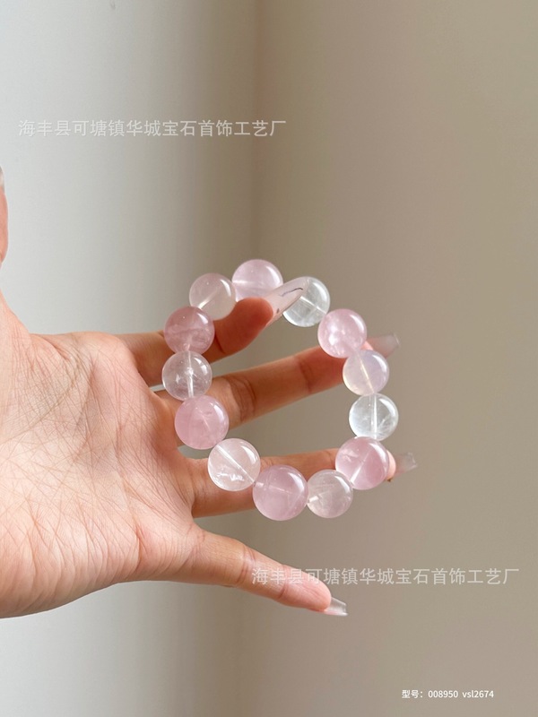 天然ローズクォーツ六芒星ライトパウダービーズクリスタルブレスレットクリスタルブレスレットスノーフレークホワイトゴーストスター同じスタイル|undefined