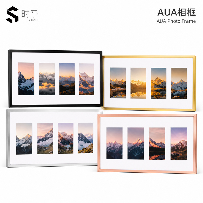 Modern and Simple Style Travel Commemorative Multi-Frame Photo Frame Made of Aluminum Alloy, Wall-Mounted or Tabletop Display, Capturing the Beautiful Moments of Your Journey