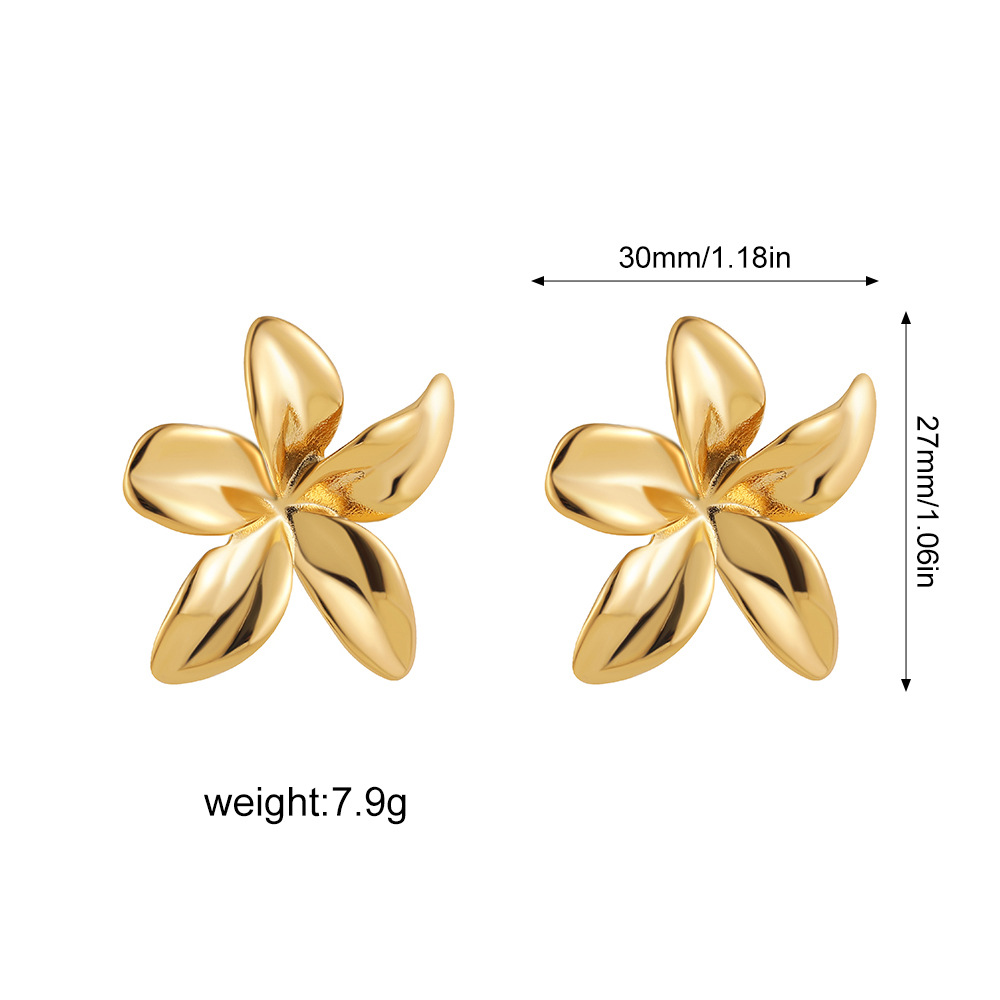 13g Weight Titanium Steel Ear Needle Material Ear Studs Classification 1 Pair Quantity Daily Occasion Titanium Steel Material Flower Pattern All Seasons Season Women's Gender Polished Finish Mixed Metal, Plating Design Elegant Style 1 Pair Elegant Flower Mixed Metal Plating Titanium Steel Ear Studs 2