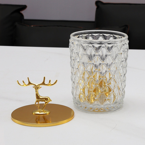 Nordic transparent glass candy jar storage jar sugar box creative transparent storage jar tea sugar cube jar toothpick jar