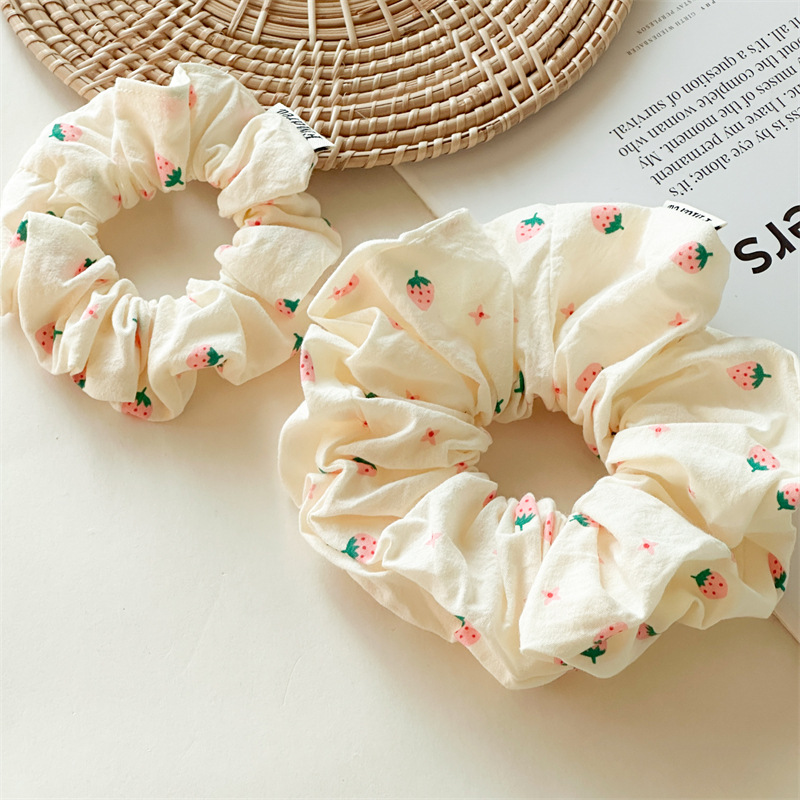 7g Weight Ponytail hair ring Hair Accessories Type 1 Piece Quantity Casual, Holiday Occasion Cloth Material Strawberry Pattern All Seasons Season Women's Gender Elegant, Sweet Style Elegant Sweet Women's Strawberry Cloth Ponytail Hair Ring 5