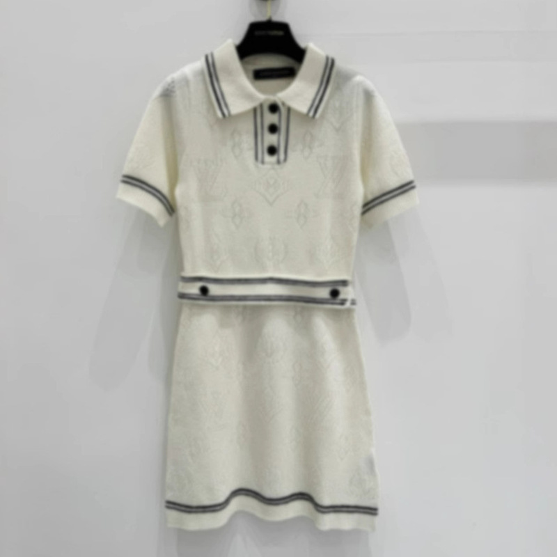 Correct Version of Shenzhen Nanyou Classy Women's Clothing 25 New L Family Classic Presbyopic Cut Out Jacquard Polo Collar Dress