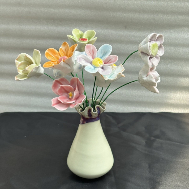 景德镇高温手工陶瓷花朵批发花瓶装饰花束送女友礼物|undefined