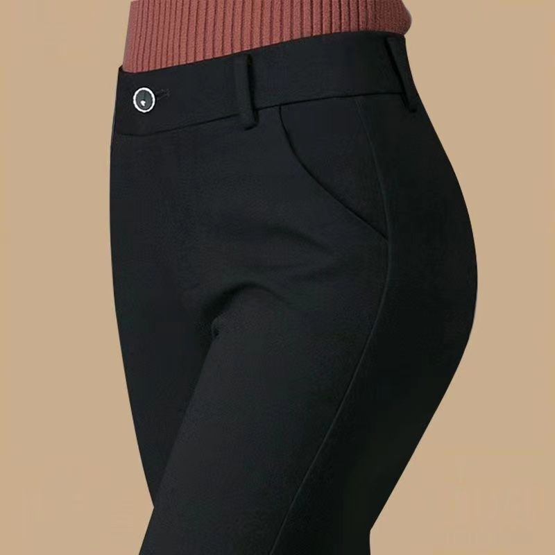 Spring and Autumn Women's High-Waisted Straight Slim-Fit Suit Pants Work Pants New Slimming Drape Black Long Pants Cropped Pants