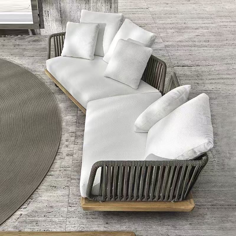 Sofá al aire libre diseñador de combinación patio jardín ocio muebles de madera maciza casa de sol terraza sofá de caña