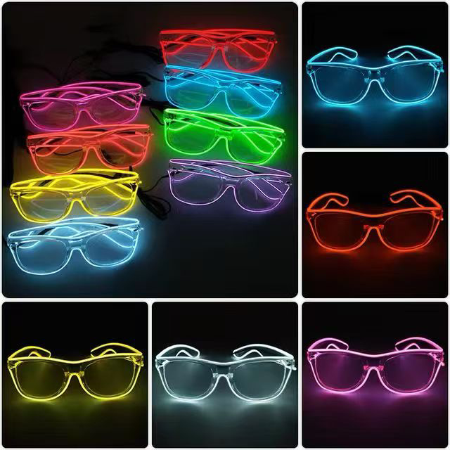 Lentes transparentes LED gafas luminosas de noche bar animador luminoso prop fiestas de música gafas flash LED