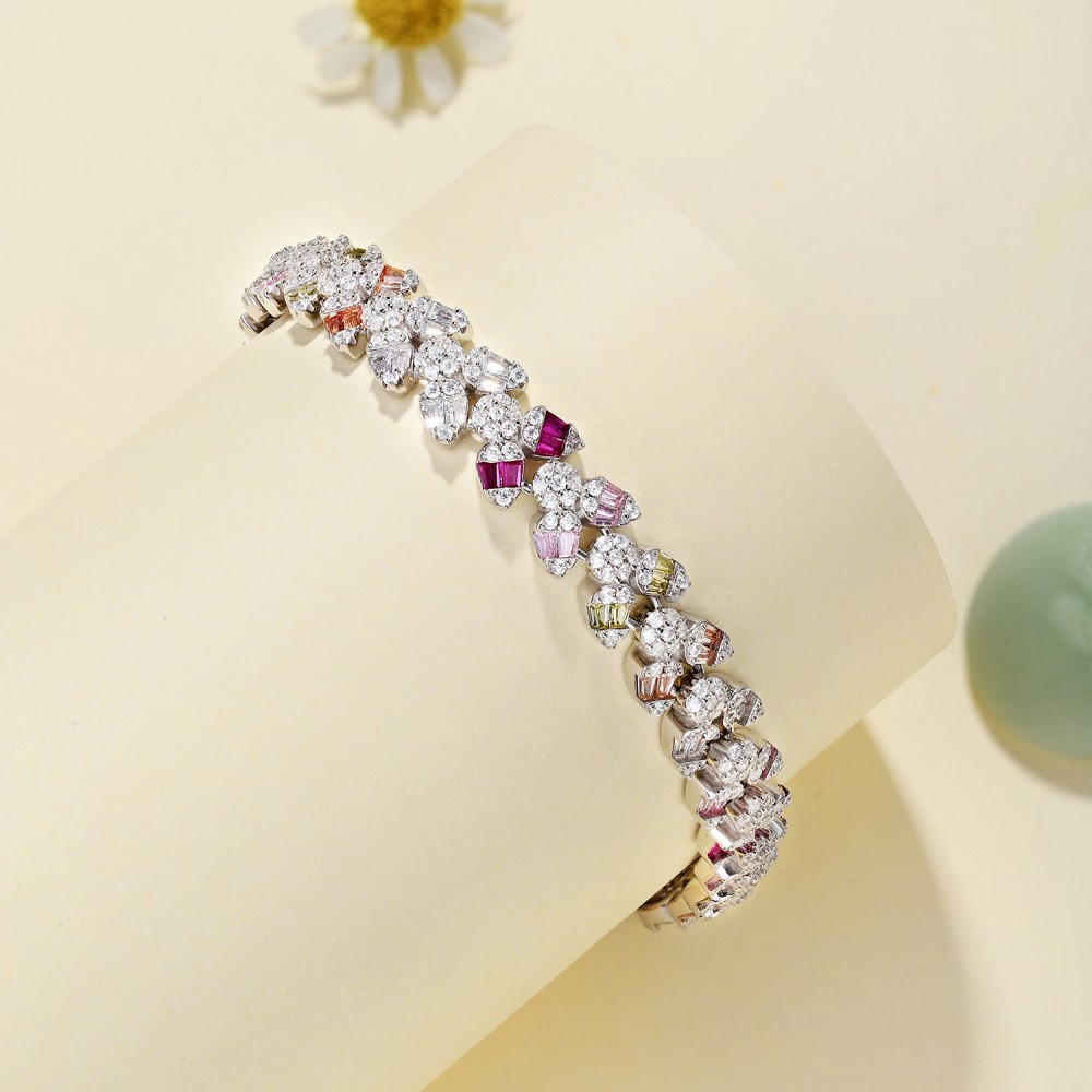 40g Weight Zircon Inlay Material Tennis Bracelet Classification 1 Piece Quantity Banquet, Party Occasion 925 Sterling Silver Material Geometric Pattern Women's Gender Plating, Inlay Design Elegant, Luxurious, Shiny Style 925 Sterling Silver Tennis Bracelet Elegant Luxurious Shiny 23