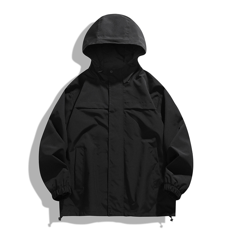 Giacca da uomo autunno nuova alla moda con cappuccio da lavoro casual larga impermeabile traspirante coppia all'aperto_voghion.com