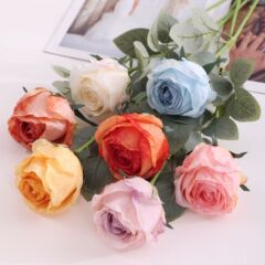 Simulated Rose, Rose Home Decor, Rose Head Wedding Decor, Single Rose Edge-Baked Vintage Rose Artificial Flower Batch