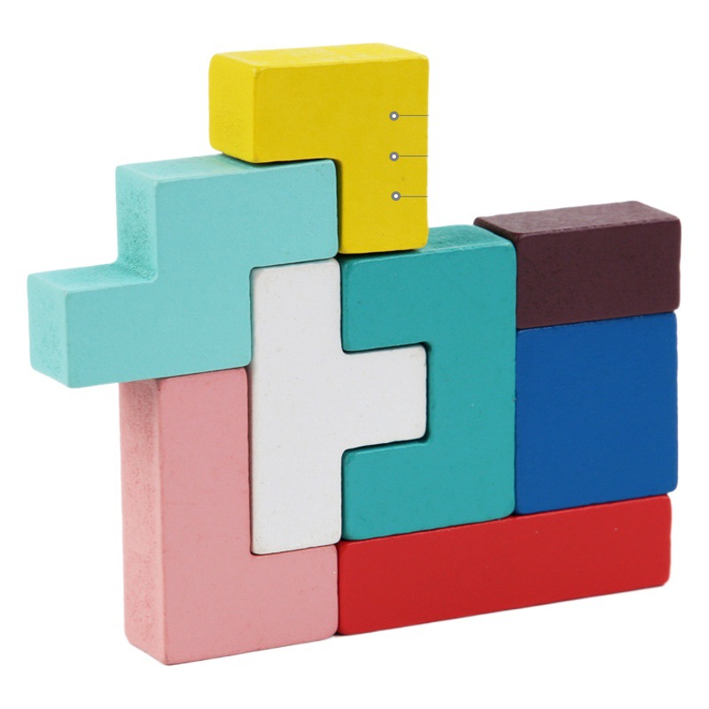 De madera tridimensional Tetris DE LOS NIÑOS Ilustración multifuncional espacio de pensamiento juego de puzzle tres-en-uno