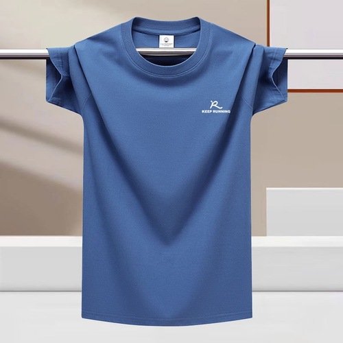 Men's Large Size Summer Short Sleeve T-Shirt Trendy Loose Half-Sleeve Top Youth Round Neck Versatile Base Layer Sweatshirt