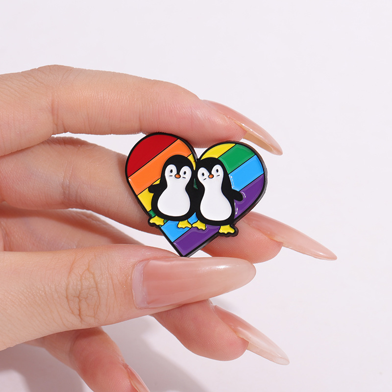 Brooches Classification Cute Pin Penguin Rainbow Heart Shape Alloy Stoving Varnish Unisex Brooches