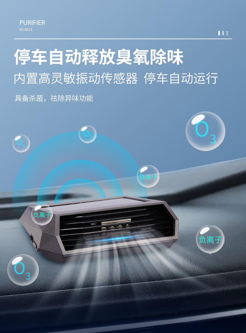 Smart Solar Car Air Purifier Removes Odor Ion Car Purifier Ozone Silent