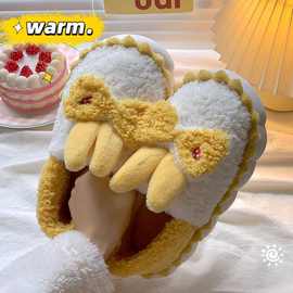 可爱毛绒兔耳防滑保暖女士月子拖鞋2025秋冬季新款家居棉拖鞋女