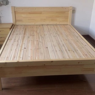 Imported single double 1.2 meters 1.5 meters log oak color modern simple hotel apartment single solid wood bed