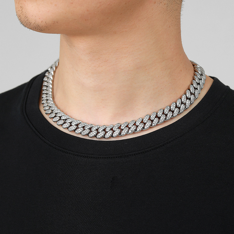 Hip-Hop Geometric Copper Inlay Zircon Menu0027S Necklace 1 Piece