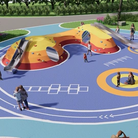 组合滑梯;跑道草坪;大型户外游乐