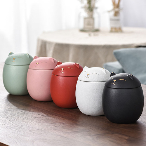 Kitten and dog tea jar ceramic pet ashes jar panda storage jar moisture-proof sealed stoneware jar creative personality