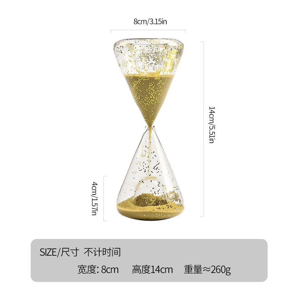 Creativo cónico dorado sequin de vidrio reloj de arena temporizador adornos para el hogar decoración de escritorio regalo artesanía de vidrio