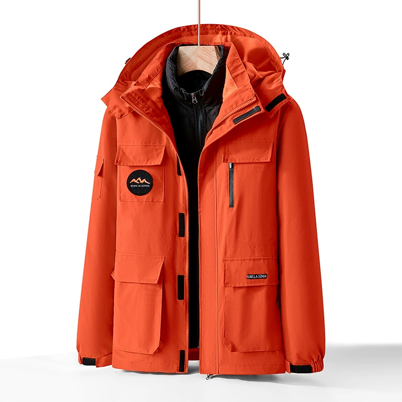 Уличная куртка, пара альпинистских костюмов, мужская и женская Съемная серая подкладка на утином пуху, теплая водонепроницаемая подкладка