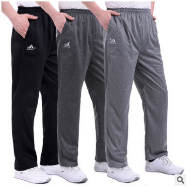 Spring and Autumn New Mid-Waist Sports Cotton Casual Regular Slight Stretch Straight Solid Color Gray Outerwear Long Pants Sports Casual Pants