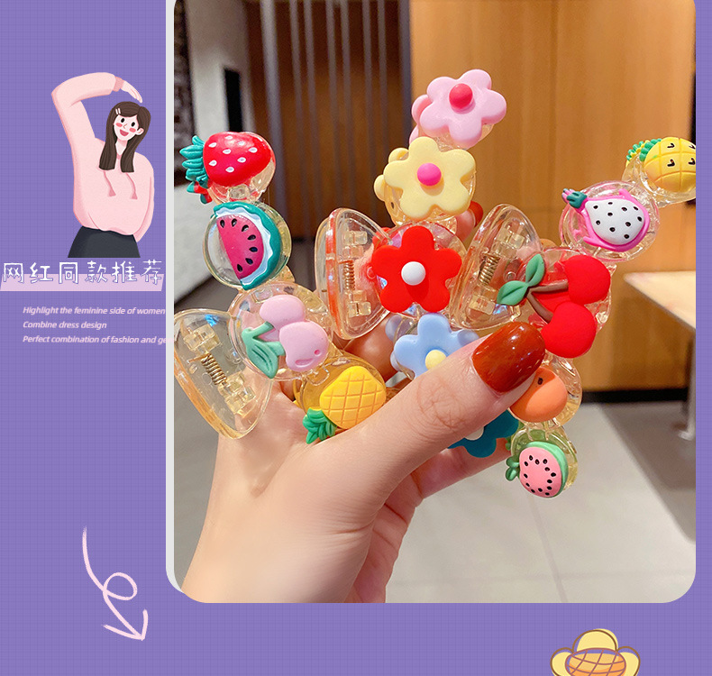 Wholesale Cartoon Fruit Floret Children's Transparent Catch Clip Nihaojewelry display picture 6