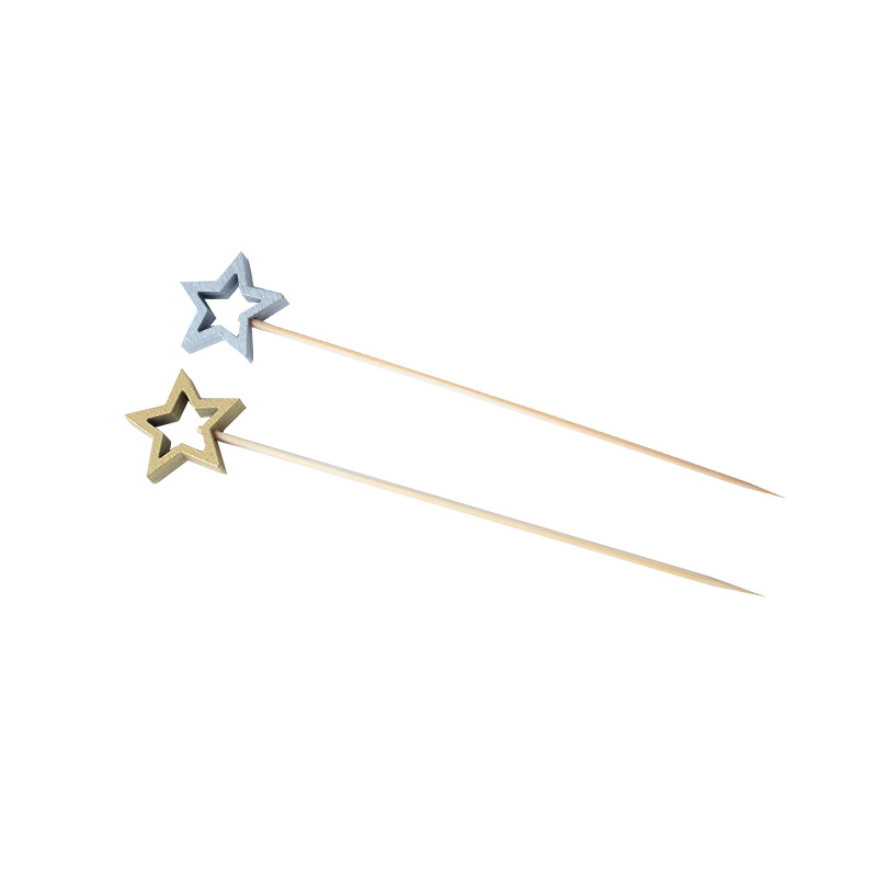 Oro plata hueco estrella de cinco puntas 50 unids/pack desechable fruta signo estrella decoración tarjeta signo pastel venta al por mayor