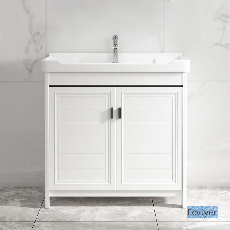 锴引洗手盆柜组合洗脸池太空铝洗漱台陶瓷落地式浴室柜卫生间台盆