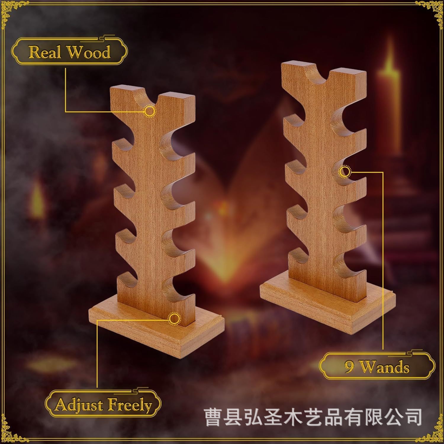 Estante de varita mágica multicapa de madera Estante de exhibición de colección de varita mágica de madera maciza Soporte de almacenamiento de cetro de escritorio