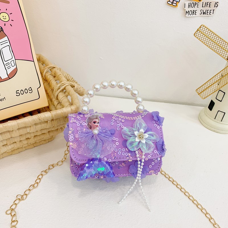 A principios de otoño bolsos para niños, niñas, princesas de moda, sirena de perlas, bolsos de hombro.