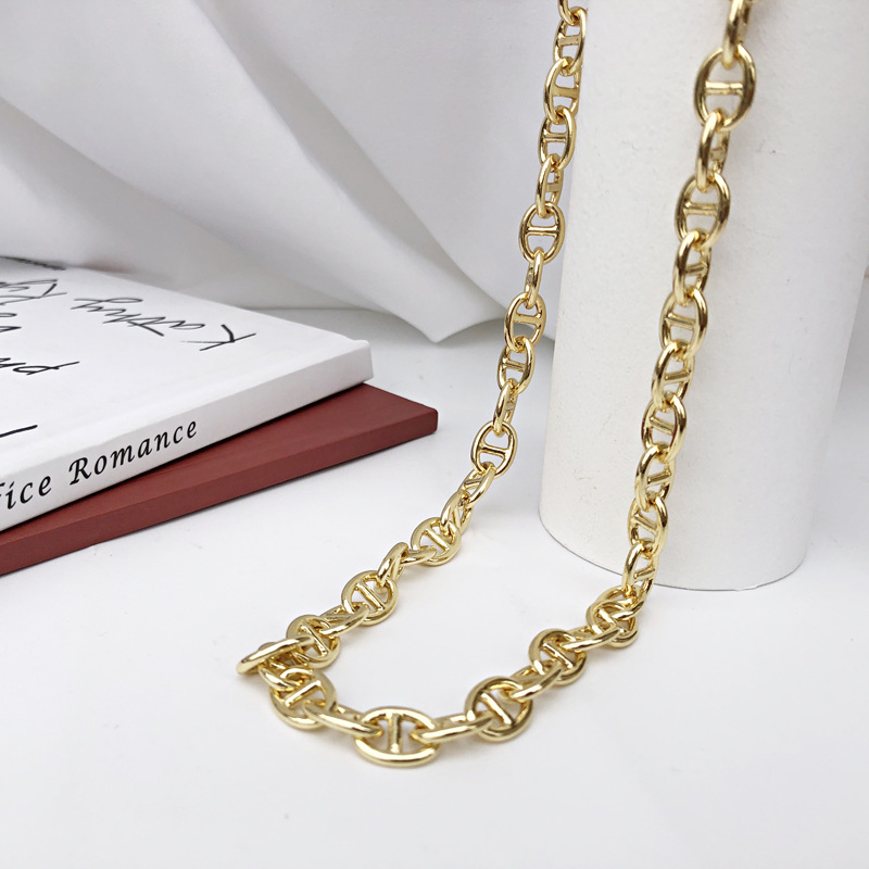 Pig Nose Necklace European And American Beauty Bloggers Same Fashion Personality All-match Twin Punk Retro Clavicle Chain Electroplated Real Gold display picture 3