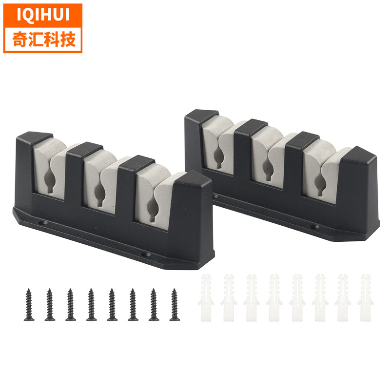 跨境现货鱼竿收纳器3位EVA钓鱼竿支架球杆夹塑料壁挂式鱼竿展示架