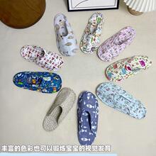 室内拖鞋套韩式包头家居纯棉布艺四季透气静音专用布底爬爬垫拖鞋