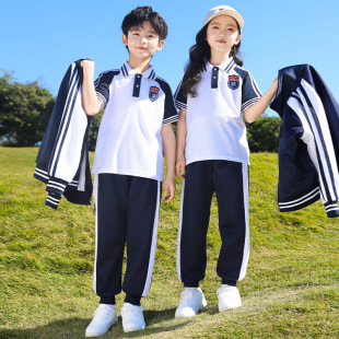 Kindergarten clothing spring and autumn summer navy blue sportswear three-piece primary school uniform academic style class suit