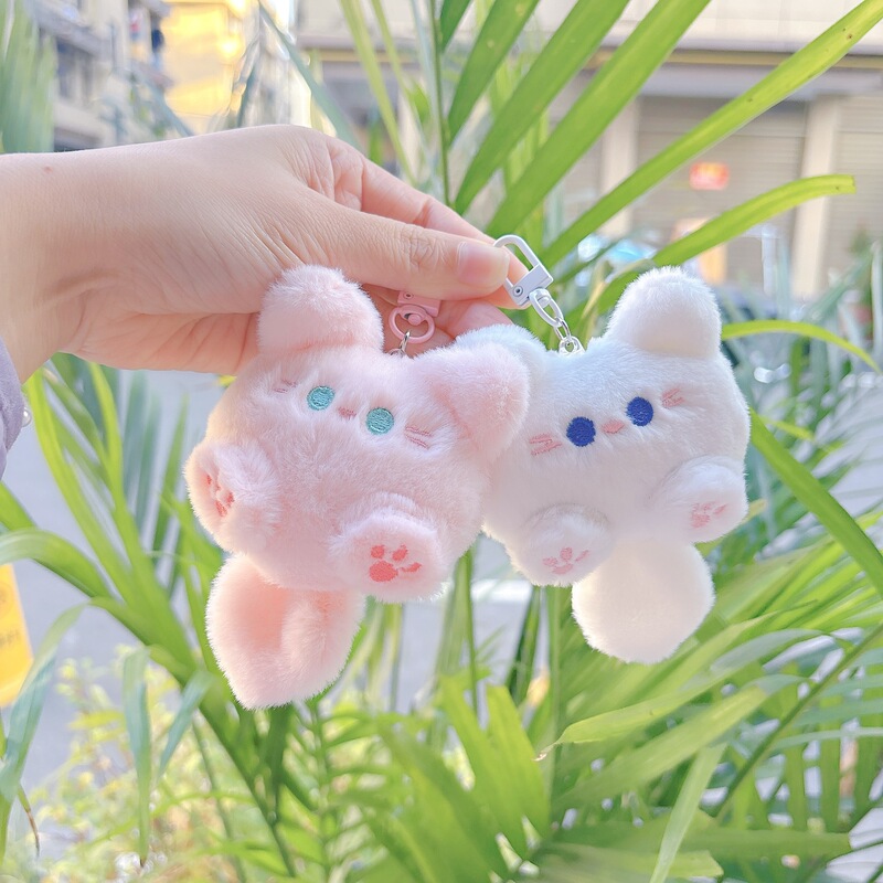 Popular Squeaky Plush Pendant Cute Kitten Keychain Hanging Ornament Claw Machine Doll Plush Toy