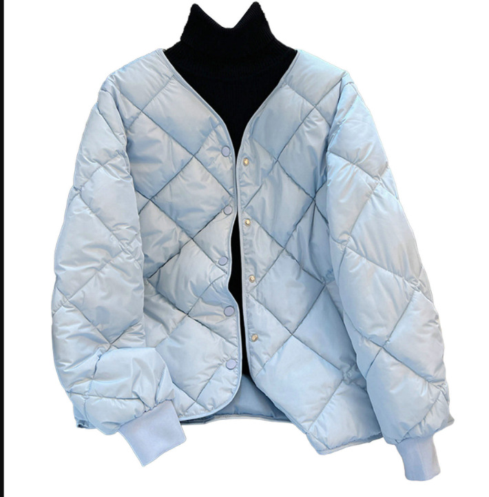 Women's Clothing Diamond plaid cotton coat _voghion.com