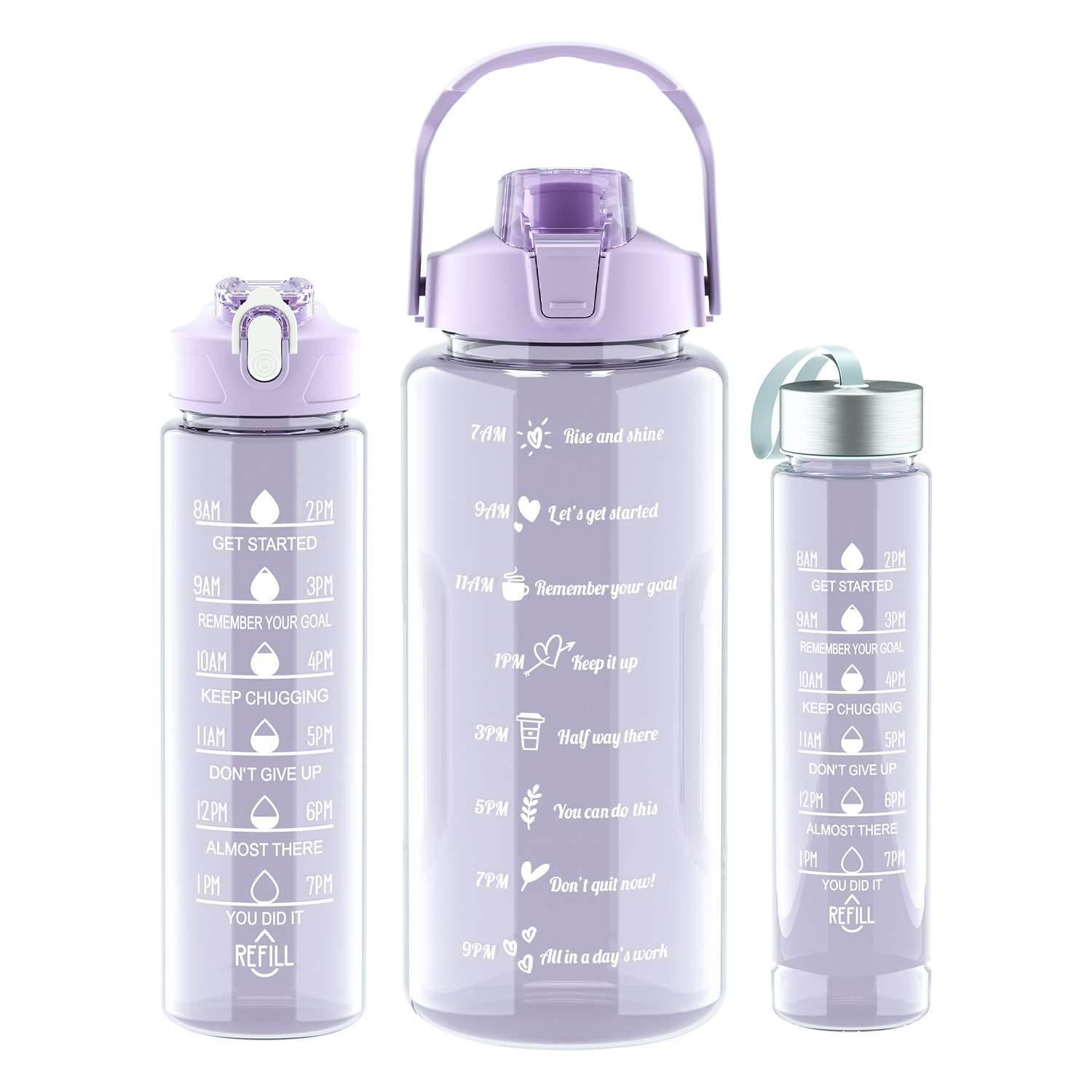 Taza de agua de gran capacidad Taza de paja unisex Botella de agua para exteriores Botella de agua deportiva Taza de plástico resistente a altas temperaturas Juego de tres piezas