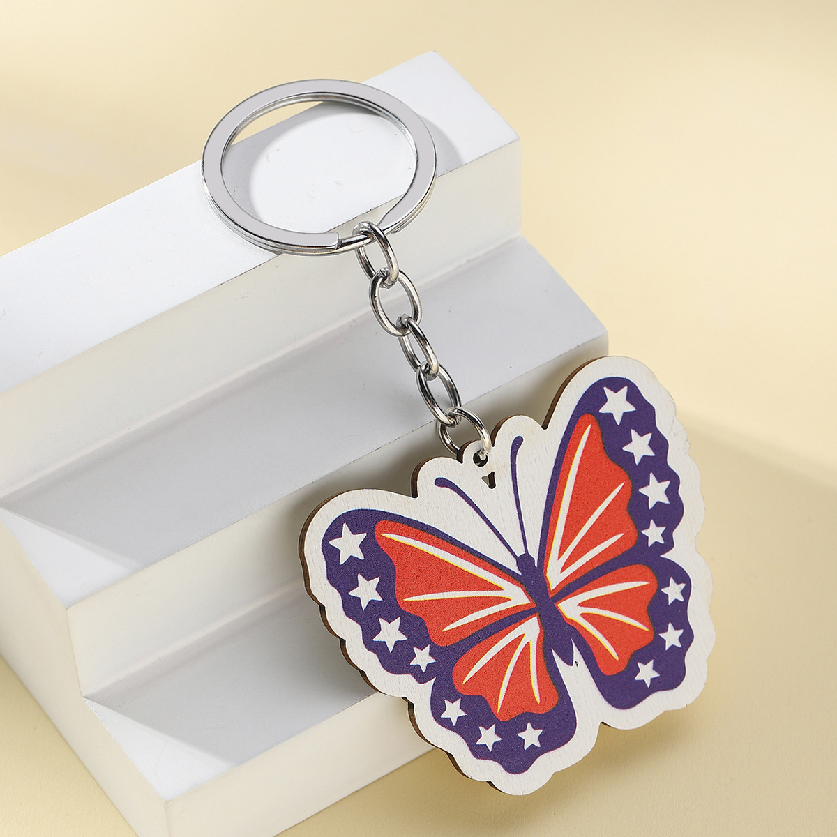 13g Weight Keychain Classification 1 Piece Quantity Daily Occasion Wood Material American Flag, Eagle Pattern Unisex Gender Retro Style 1 Piece Retro American Flag Eagle Wood Unisex Keychain 15