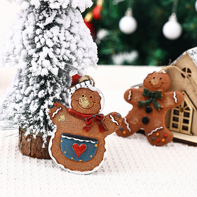 50g Weight pendant Home Textiles & Decor Type Hanging Ornaments Event & Party Supplies 1 Piece Quantity Party, Festival Occasion Resin Material Christmas Festival Gingerbread Pattern Cute Style Christmas Cute Gingerbread Resin Party Festival Hanging Ornaments 6